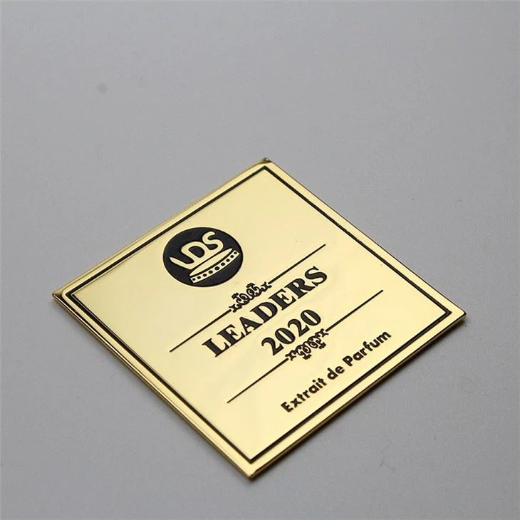 luxury perfume aluminum name plates with embossed logo